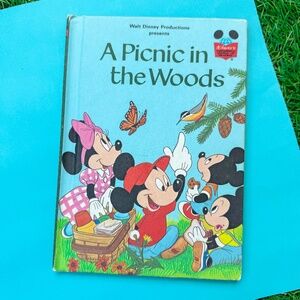 3/$15 Disney's Mickey Mouse A Picnic in The Woods, 1983 Children's Vintage Book